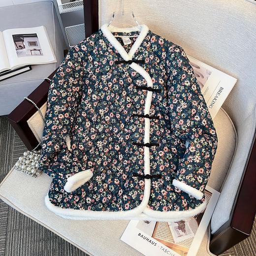 AHM jxxzs6004唐装加厚保暖复古盘扣碎花棉袄棉裤两件套 商品图1