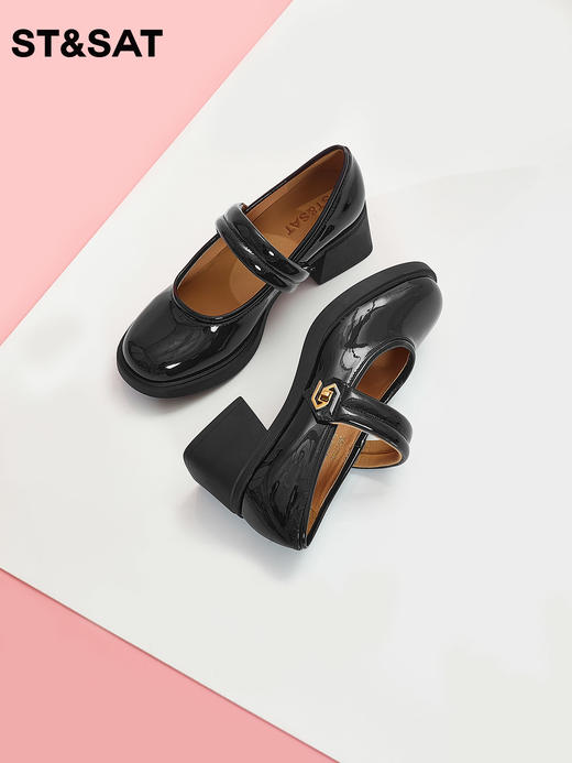 星期六圆头高跟玛丽珍单鞋皮鞋SS33111220 商品图2