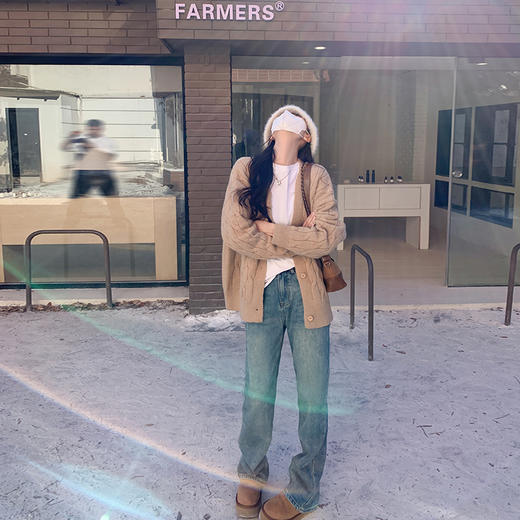 <曾小咸推荐>后脚口开叉加绒牛仔裤 商品图1