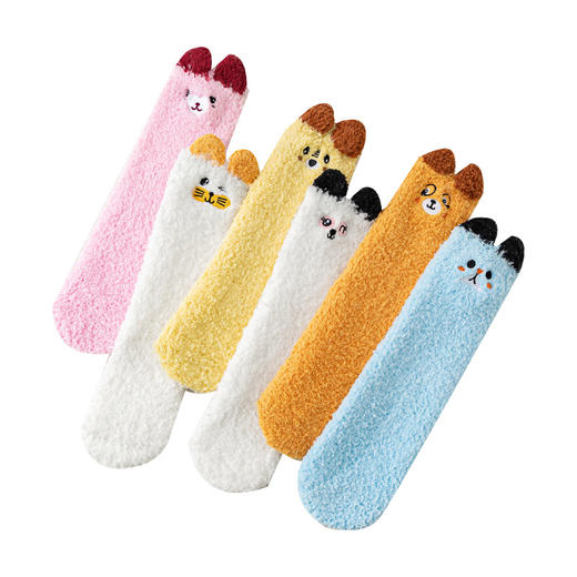 秋冬【3双装睡眠袜】儿童珊瑚绒袜子 加厚保暖睡眠袜 男女宝宝防滑点胶地板袜 商品图4