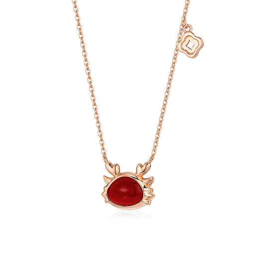 KADER卡蒂罗 红玛瑙生肖龙项链 女925银红玛瑙锁骨链本命年生肖礼物2023新爆款 商品图3