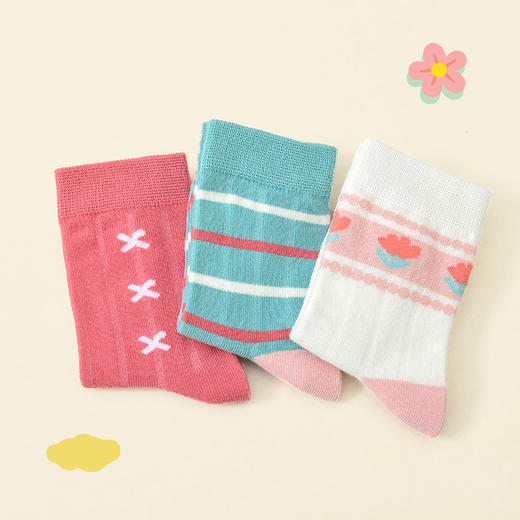 洁丽雅5双装童袜中筒袜子儿童袜新疆棉可爱印花亲肤柔软袜子韩系 商品图4