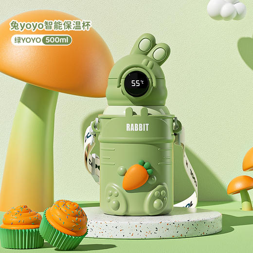 年终大促！【智能显温！冷暖立即知晓】圣诞yoyo兔智能儿童保温杯，可爱女学生吸管杯316弹跳盖防摔水杯，防误触锁扣 萌趣外观  食品级硅胶吸管 商品图8