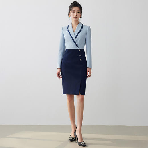 假两件职业连衣裙女秋冬高级感气质修身显瘦公务员面试教师工作服 商品图2