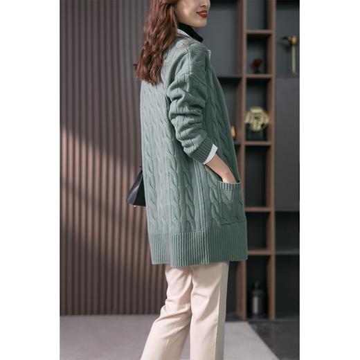 羊绒针织开衫女设计感2023秋季新款宽松羊毛提花外穿毛衣外套 商品图3