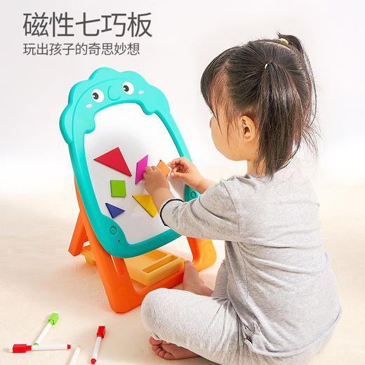 【快速折叠 轻松安装】益智启蒙儿童磁性双面画板 双面畅玩 底部收纳筐随手放 不易丢 让宝宝养成收纳好习惯 商品图0