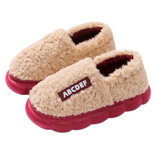 「五色可选！加厚毛毛绒」时尚字母棉拖鞋 女冬季居家厚底保暖情侣包跟棉拖鞋男士 商品图4