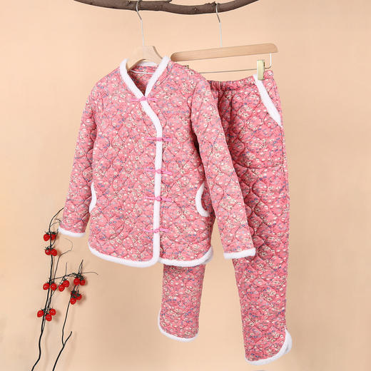 AHM jxxzs6004唐装加厚保暖复古盘扣碎花棉袄棉裤两件套 商品图3