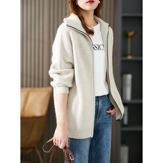 羊毛针织外套开衫女早春2023新款毛衣韩版懒惰风宽松外搭上衣 商品图0