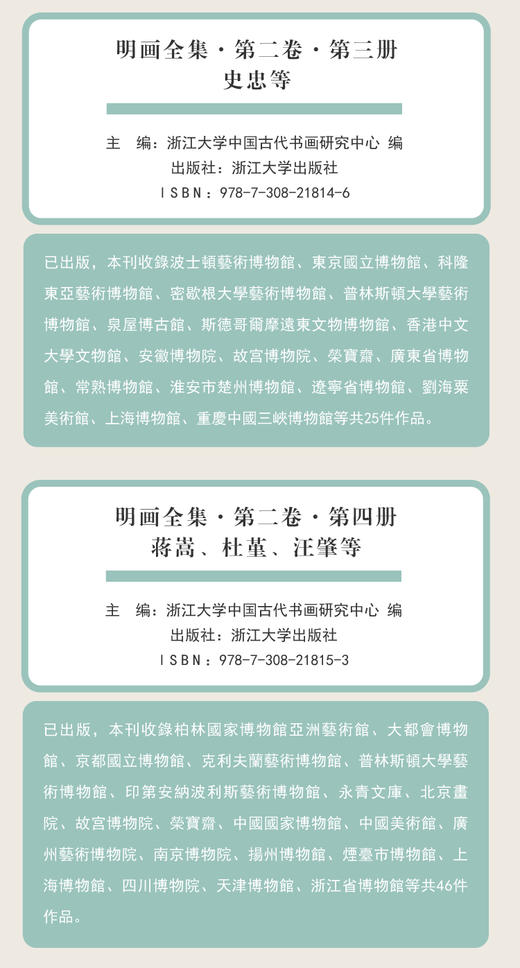 【全6册】明画全集 第二卷/第2卷/戴进/杜堇、蒋嵩等/王履、史忠等/吴伟/张路、朱邦等/吴世恩、张翀等/中国历代绘画大系/浙江大学 商品图3