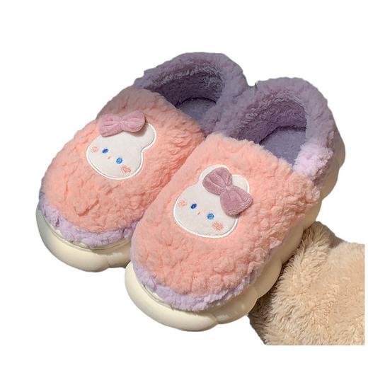 「数色可选！温暖一冬」踩屎感棉拖鞋儿童秋冬季女外穿室内家居防滑厚底保暖加绒毛毛棉鞋 商品图4