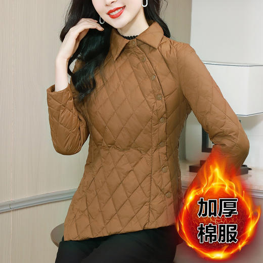 短款羽绒棉服，中式复古衬衫型外套女冬季轻薄内搭打底修身棉衣KQL-B43N1820 商品图0
