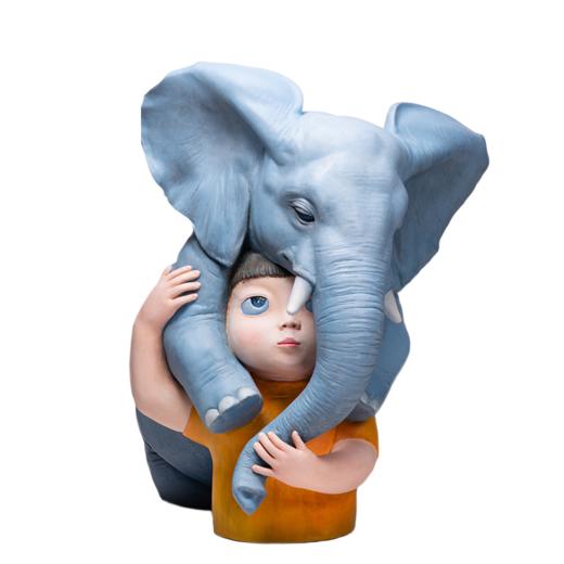 马玉签名限量雕塑《让我抱抱你-大象》》艺术装饰摆件客厅装饰品 商品图6