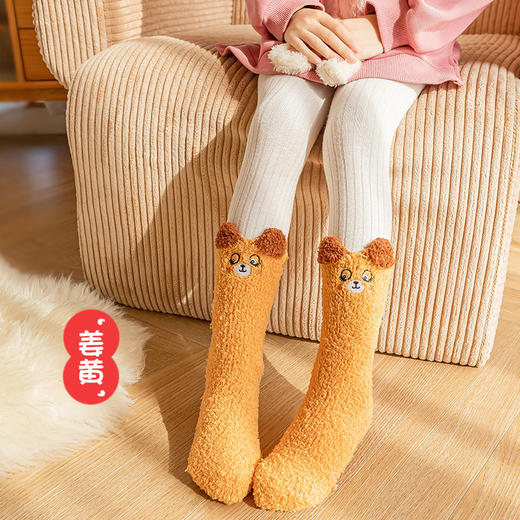 秋冬【3双装睡眠袜】儿童珊瑚绒袜子 加厚保暖睡眠袜 男女宝宝防滑点胶地板袜 商品图8