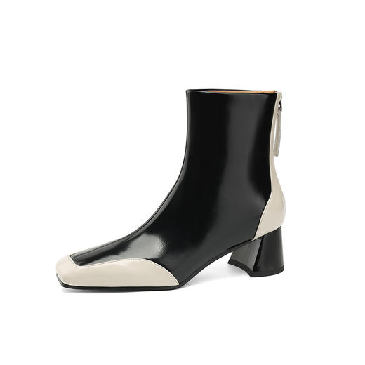 爆款百搭，拼接撞色真皮保暖粗跟短靴DTN-A1021-1 商品图14