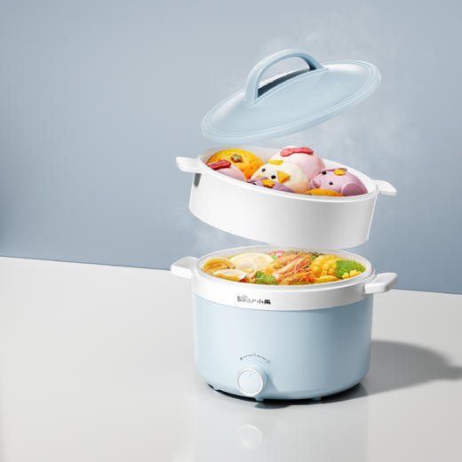 【小程序】小熊(Bear)电煮锅 泡面火锅宿舍小电锅 多功能多用途电热锅 1.7L蒸煮一体蒸屉蒸笼电蒸锅 DRG-E17D2 商品图1