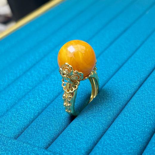 DS925蜜蜡戒指-花托圆珠20*16#6C04 商品图0