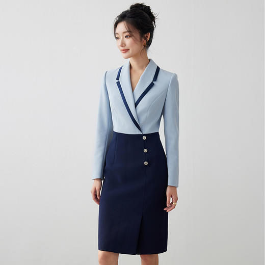 假两件职业连衣裙女秋冬高级感气质修身显瘦公务员面试教师工作服 商品图0