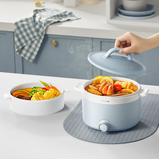 【小程序】小熊(Bear)电煮锅 泡面火锅宿舍小电锅 多功能多用途电热锅 1.7L蒸煮一体蒸屉蒸笼电蒸锅 DRG-E17D2 商品图3