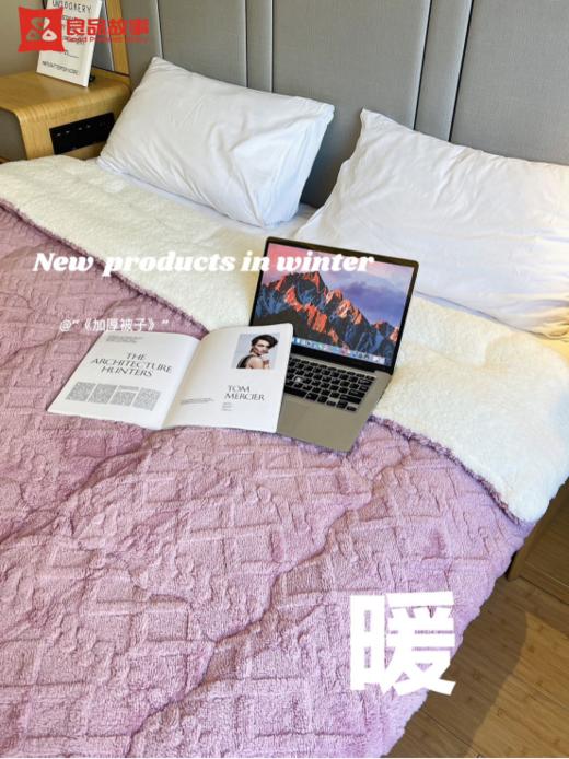 【良品故事塔芙绒双面绒加厚保暖大豆冬被】🌈A面搭芙绒面料 亲肤细腻，❤️柔软舒适；B面羊羔绒面料加厚柔软 商品图4