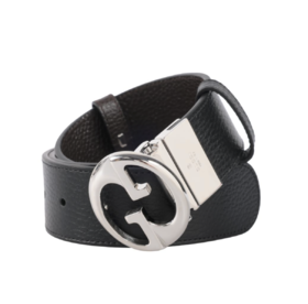 【新品到仓特惠秒】Gucci 古驰 男士经典双G银色可翻转扣头两面真皮腰带 11734