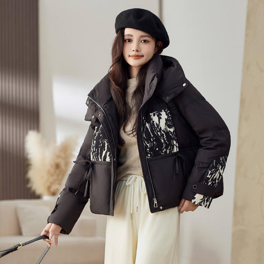 新款冬装，拼接休闲连帽小个子面包服90白鸭绒羽绒服HR-CPYYD068 商品图8