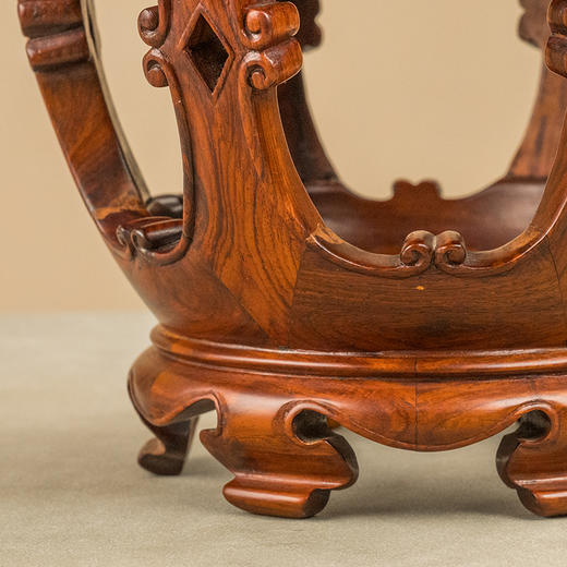 二十世纪 黄花梨四合如意六足花几摆件 商品图3