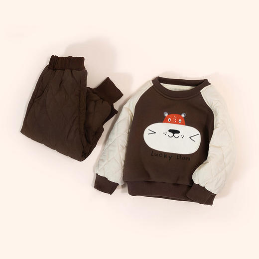 贝贝怡童装男童加绒套装冬新保暖卫衣时尚裤子中大童两件套ZB4CT003 商品图8