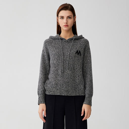 【连帽运动针织套衫】羊绒时间秋冬新品女士100%山羊绒连帽针织运动套衫 商品图0