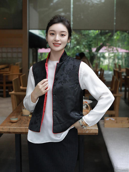 盛唐牡丹|真丝提花立领马甲 (夹棉) 商品图9