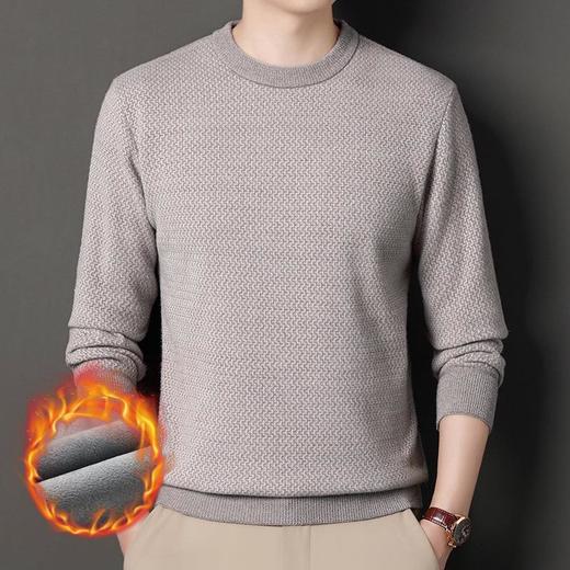 雪貂绒加绒加厚长袖针织衫男士秋冬季新款简约百搭保暖打底衫毛衣 商品图0