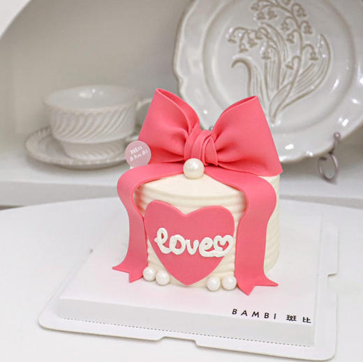 𝗟𝗢𝗩𝗘玫粉蝴蝶结丨奶油蛋糕 商品图2
