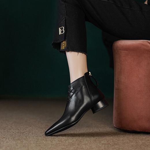 方跟尖头后拉链切尔西靴，擦色牛皮韩版复古时尚短靴MCC-C9400 商品图2