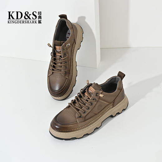 2023经典鲨冬季男鞋新款时尚真皮发泡底休闲板鞋KW265-334031 商品图3