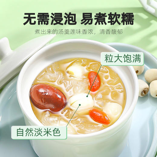 【杞里香磨皮白莲子干货去芯200g/袋】无芯湖南湘潭袋装搭百合银耳   稍煮即糯 色如凝脂 无芯三寸莲 商品图5