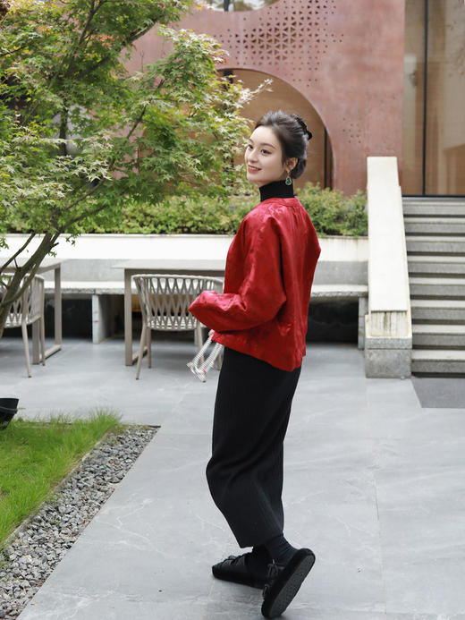 盛唐牡丹|冠乐绉圆领夹棉女外套 商品图5