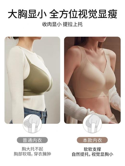 （新品-很舒服）三重提拉 果冻胶条内衣 大胸显小 收副乳无痕文胸 薄款 面料如蚕丝般舒适 （按身高+体重选尺码，卡码拍小 /小胸和平胸不建议拍）#W2402 商品图3