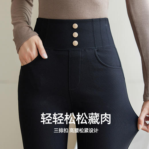 秋冬加绒大码打底裤金扣紧身小黑裤外穿高腰弹力显瘦小脚裤MB-3931 商品图1