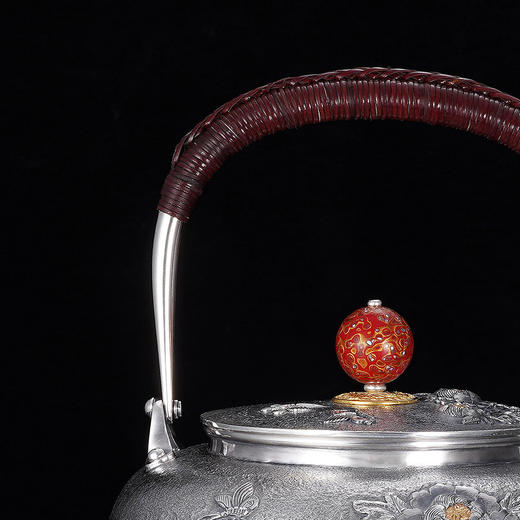 子佩集S990银【国色天香】牡丹提梁壶小茶壶公道杯摆件茶具套装【MH003】【MH005】【MH006】2311 商品图6