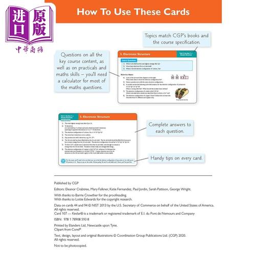 【中商原版】英国原版CGP教辅 New A-Level Chemistry AQA Revision Question Cards 新 ALevel 化学 AQA 修订问题卡 商品图2