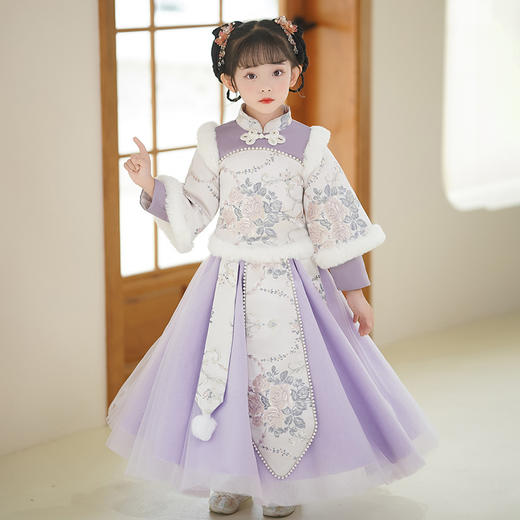 汉服女童冬季新年套装加厚拜年服唐装XN2707 商品图0