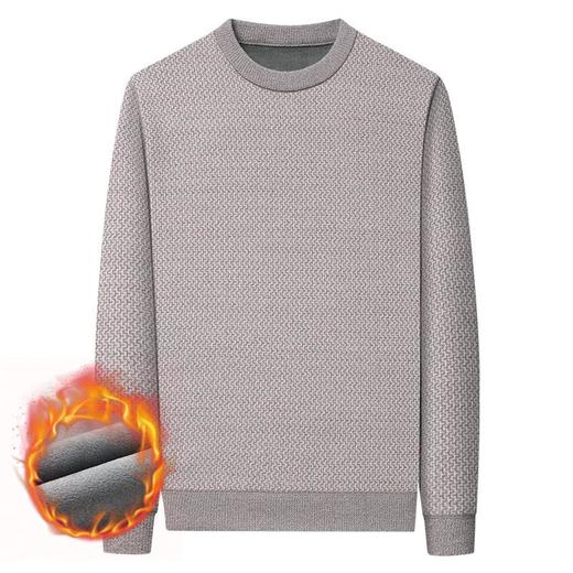 雪貂绒加绒加厚长袖针织衫男士秋冬季新款简约百搭保暖打底衫毛衣 商品图4