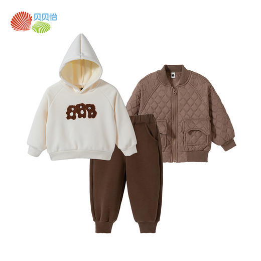 贝贝怡童装男童套装冬季新款时尚百搭三件套休闲卫衣中大童外套男ZB4CT007 商品图5