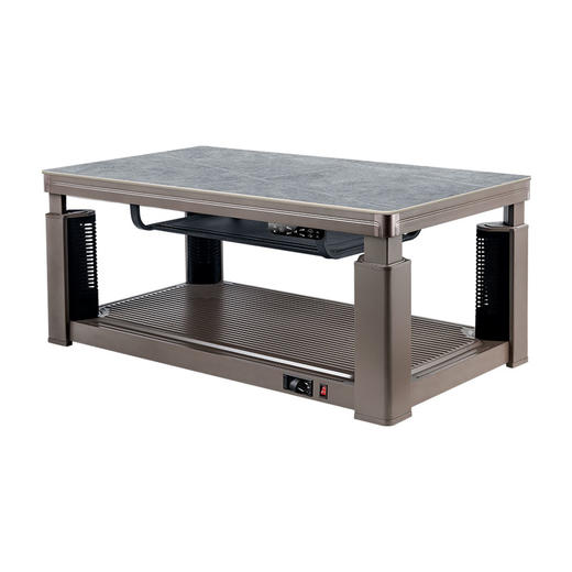 长虹升降取暖茶几电暖桌取暖桌烤火桌子家用客厅长方形岩板电暖炉 22W-卡其棕1.38米【高端岩板+语音+隐藏式电磁炉】 商品图0