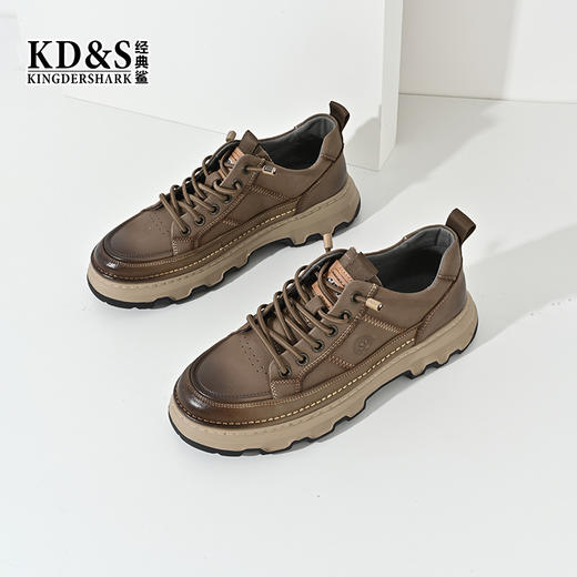 2023经典鲨冬季男鞋新款时尚真皮发泡底休闲板鞋KW265-334031 商品图2