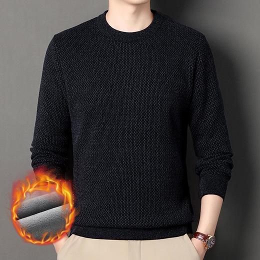 雪貂绒加绒加厚长袖针织衫男士秋冬季新款简约百搭保暖打底衫毛衣 商品图3