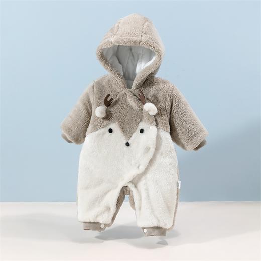 贝贝怡男女童连体衣新款睡衣冬装珊瑚绒宝宝哈衣连帽爬服加厚JB4CL003 商品图0