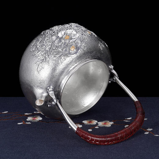 子佩集S990银【国色天香】牡丹提梁壶小茶壶公道杯摆件茶具套装【MH003】【MH005】【MH006】2311 商品图5