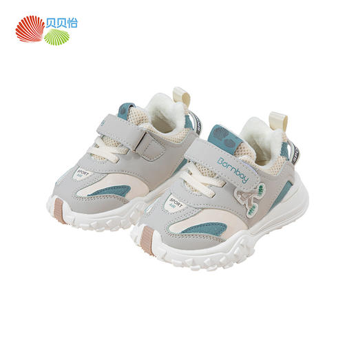 贝贝怡儿童休闲运动鞋冬季加绒保暖男童板鞋小童一脚蹬跑步鞋ZB4CX011 商品图8