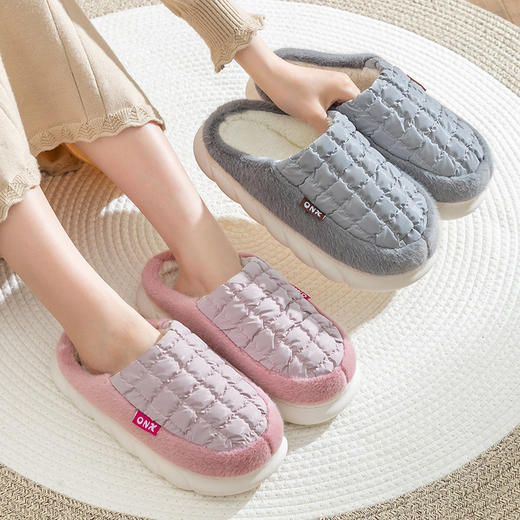 「温暖一冬！五色可选」棉拖鞋女冬季居家室内厚底情侣毛毛鞋家用防滑家居月子棉拖男冬天 商品图2